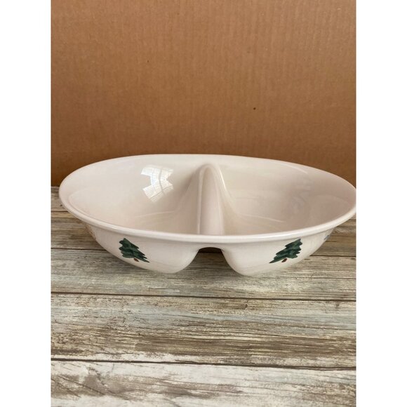 Vintage 2002 Pfaltzgraff Snow Bear 10" Divided Serving Dish Pre-owned No Box - Picture 7 of 10